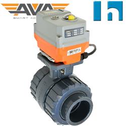 Hidroten Electric PVC Ball Valve | EPDM Seals | AVA Basic Electric Actuator | On-Off 110-240V | Metric ends
