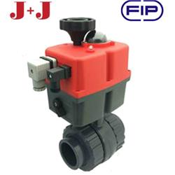 FIP VKD Electric PVC Ball Valve | Viton Seals | J+J J4CS Electric Actuator | Modulating 0-10V 24-240V | Metric socket ends