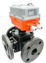 Carbon Steel Electric 3 Way Ball Valve Flanged PN16